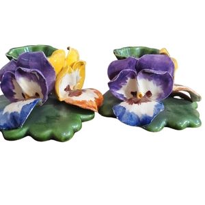 Pair Of Ceramic Candle Stick Holders.